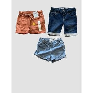 Lot of 3 Girls Shorts Size Med 7/8 Cat & Jack Bermuda NWT Khaki & H&M Denim 8/9